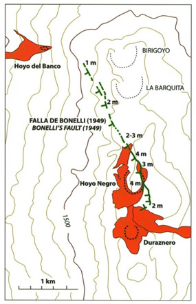 Das Spaltensystem auf der Cumbre Vieja während der San-Juan Eruption 1949: nach Carracedo 200